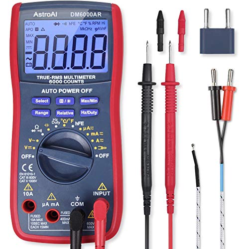 Product Cover AstroAI Digital Multimeter, TRMS 6000 Counts Volt Meter Manual Auto Ranging; Measures Voltage Tester, Current, Resistance; Tests Diodes, Transistors, Temperature