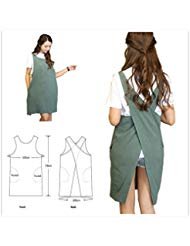Product Cover BBYBBS Army Green: Soft Cotton Linen Apron Solid Color Halter Cross Bandage Aprons Japanese Style X Shape Kitchen Cooking Clothes Gift for Women Chef Housewarming (Army Green)