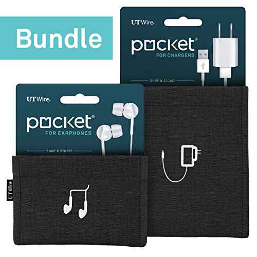 Product Cover UT Wire Pocket Pouch Kit - Comes with 1 Charger & 1 Earbud Case - (Black)