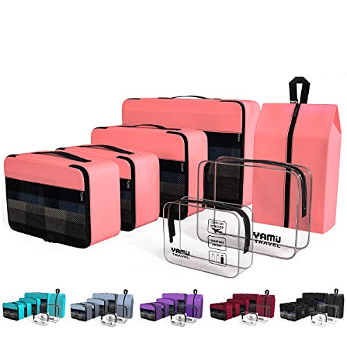 Product Cover YAMIU Packing Cubes 7-Pcs Travel Organizer Accessories with Shoe Bag and 2 Toiletry Bags(Pink)
