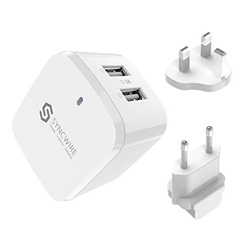 Product Cover Fast Charging Travel Wall Charger - Syncwire 31W/6A 2-Port USB Plug with US UK EU Adapter for Apple iPhone 11/XR / 8/7 / 6s, iPad, Samsung Galaxy, LG, OnePlus & More -White