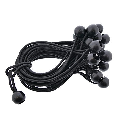 Product Cover ABN 9in Ball Bungee 25-Pack - Black Bungee Cord Loop Straps with Plastic Balls for Tarp Tie Down, Lacrosse, Soccer
