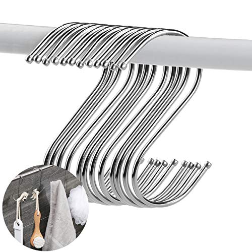 Product Cover 20PCS Stainless Steel S Shaped Hooks Hanging Hooks Hangers for Bathroom Bedroom Office Kitchen Garden Size Medium