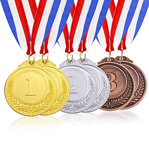 Product Cover Caydo 6 Pieces Gold Silver Bronze Award Medals with Ribbon