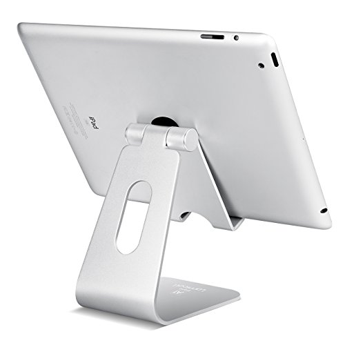 Product Cover Tablet Stand Multi-Angle, Lamicall Tablet Holder: Desktop Adjustable Dock Cradle Compatible with Tablets Such As iPad Air Mini Pro, Phone XS Max XR X 6 7 8 Plus More Tablets (4-13 Inch) - Silver