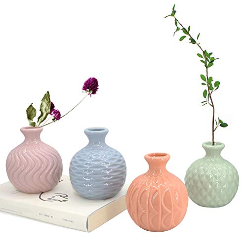 Product Cover GeLive Ceramic Ikebana Vase, Flower Arrangement, Decorative Bud Hydroponics Container, Reed Diffuser (Colorful 4 Pack)