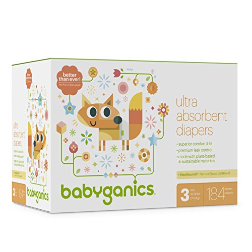 Product Cover Babyganics Ultra Absorbent Diapers, Size 3, 184 Count