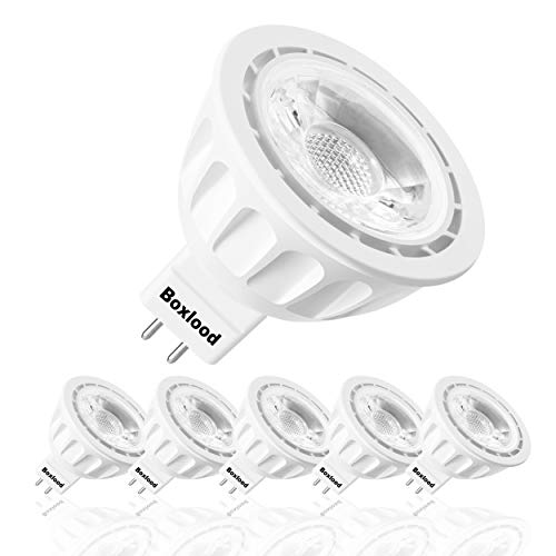Product Cover 6 Pack MR16 LED Light Bulb Non Dimmable, 90% Energy Saving, 3000K Warm White, 40 Degree Beam Angle, AC/DC 12V, 5 Watts, 50W Halogen Bulb Equivalent, GU5.3 Bi-Pin Base, by Boxlood