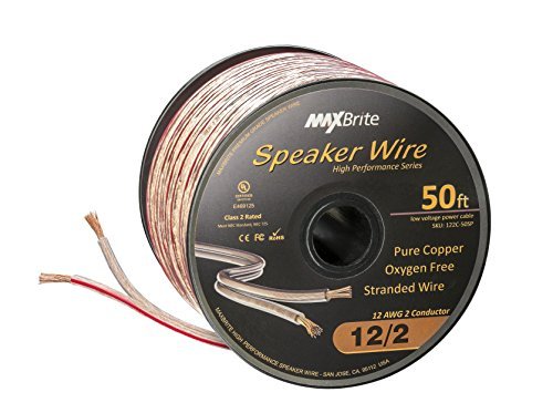 Product Cover High Performance 12 Gauge Speaker Wire, Oxygen Free Pure Copper - UL Listed Class 2 (50 Feet Spool)