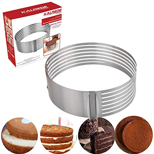 Product Cover KALREDE Layer Cake Slicer- Adjustable Bread Cake Slicer Cutter 7 layers- Stainless Steel 9 Inch to 12 Inch Cake Ring- Baking Accessories Tools