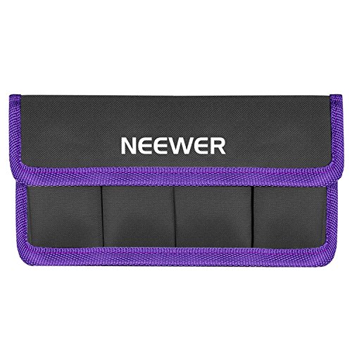 Product Cover neewer DSLR Battery Bag Holder case for aa Battery and lp-e6 lp-e8 lp-e10 lp-e12 en-el14 en-el15 fw50 f550 and More, Suitable for Battery of Nikon d800 Canon 5dmkiii Sony a77(Purple)