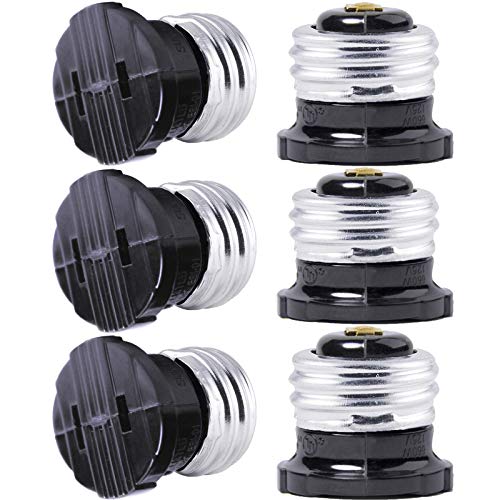 Product Cover SerBion 6 pack E26 the US Standard Screw Light Holder, Plug Adapter, Polarized Handy Outlet (Light Bulb Socket), Light Socket Adapter,Two Holes,Convenient and Practical project, Black
