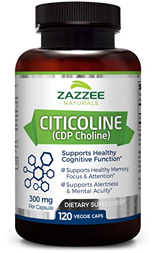 Product Cover Zazzee Citicoline CDP Choline 300 mg, 120 Veggie Capsules, Vegan, Non-GMO and All-Natural, Pharmaceutical Quality, Contains Organic Stabilizers