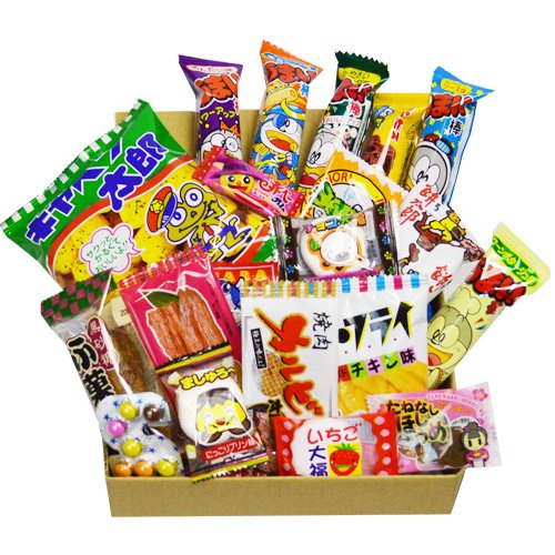 Product Cover Japanese Candy Dagashi Box 20pcs Umaibo Snack Gumi potato Chip Kitty chocolate w/ AKIBA KING(TM) Sticker