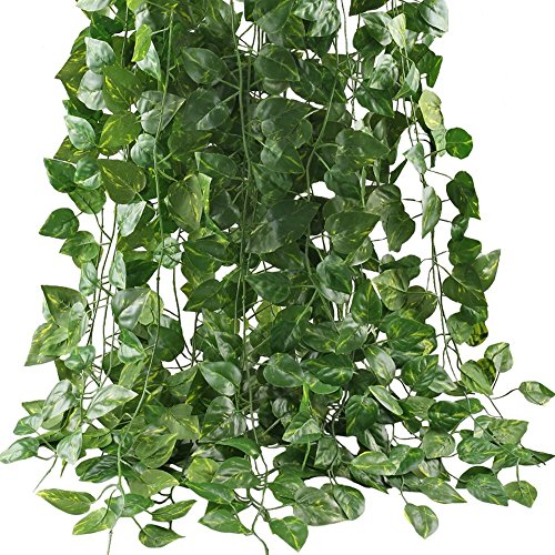 Product Cover 87 Feet-12 Pack Artificial Ivy Leaf Garland Plants Vine for Hanging Wedding Garland Fake Foliage Flowers Home Kitchen Garden Office Wedding Wall Decor
