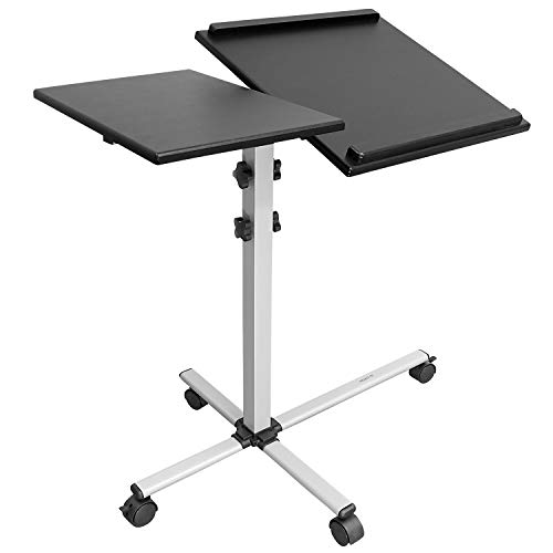 Product Cover Mount-It! Rolling Laptop Tray and Projector Cart, Height Adjustable Presentation Cart with Wheels (MI-7945)