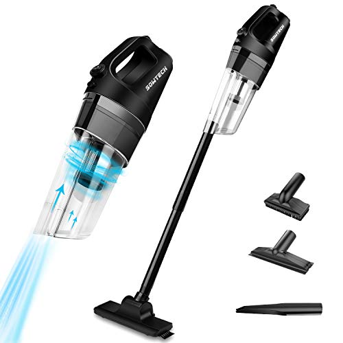 Product Cover Vacuum Cleaner SOWTECH Rechargeable Cordless Vacuum Cyclonic Suction Lightweight Handheld Vacuum Cleaner with Stainless Steel Filter (Bagless) and 6 of Accessories - Black