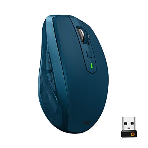 Product Cover Logitech MX Anywhere 2S Wireless Mouse - Use On Any Surface, Hyper-Fast Scrolling, Rechargeable, Control up to 3 Apple Mac and Windows Computers and laptops (Bluetooth or USB), Midnight Teal