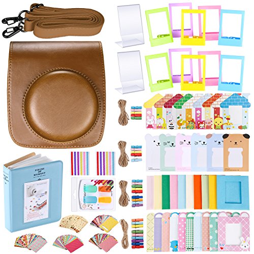 Product Cover Neewer 56-in-1 Accessory Kit for Fujifilm Instax Mini 70 (Brown), Camera Box with Adjustable Strap, Various Frames, Book Album, Colour Filter, Rubber Corner Labels