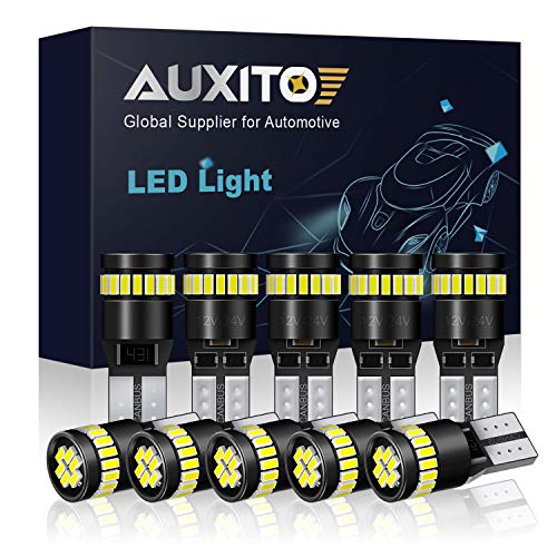 Product Cover AUXITO 194 LED Light Bulb 6000K White 168 2825 W5W T10 Wedge 24-SMD 3014 Chipsets LED Replacement Bulbs Error Free for Car Dome Map Door Courtesy License Plate Lights, Pack of 10
