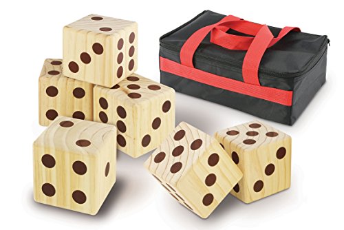 Product Cover Kovot Oversize Wood Dice Set with Carry Bag - Includes (6) 3.5