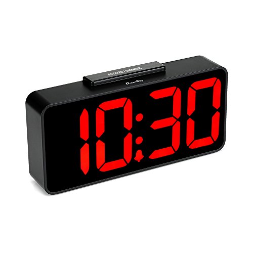 Product Cover DreamSky Auto Time Set Alarm Clock with USB Port for Charging, Snooze, Dimmer, Extra Large Impaired Vision Digital Red LED Bedside Desk Clock, Auto DST.