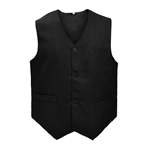 Product Cover TOPTIE Waiter Uniform Unisex Button Vest for Supermarket Clerk & Volunteer-Black-US Size M