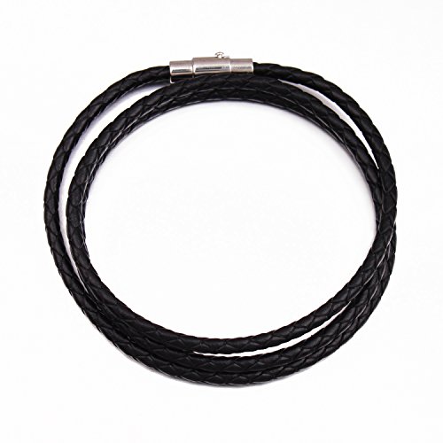 Product Cover MANBARA Leather Bracelets for Men Women Handmade Braided Wrap Bangle Stainless Steel Magnetic Clasp