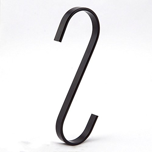 Product Cover RuiLing 12-Pack 4.5 Inch Black Chrome Finish Steel Hanging Flat Hooks - S Shaped Hook Heavy-Duty S Hooks, for Kitchenware, Pots, Utensils, Plants, Towels, Gardening Tools, Clothes