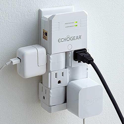 Product Cover ECHOGEAR On-Wall Surge Protector with 6 Pivoting AC Outlets & 1080 Joules of Surge Protection - Low Profile Design Installs Over Existing Outlets to Protect Your Gear