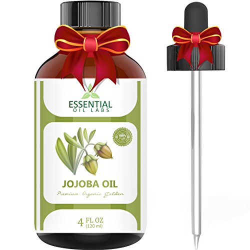 Product Cover Jojoba Oil - 100% Pure and Organic - 4 Oz. with Glass Dropper - Incredible Moisturizer - Excellent Carrier Oil - Beauty in a Bottle by Essential Oil Labs