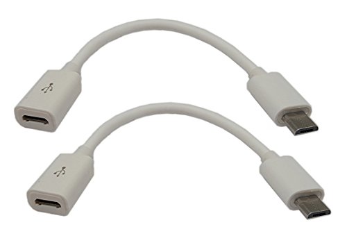 Product Cover zdyCGTime 4 Inch Cellphone/Tablet USB Micro Male to Female Sync & Charging Extension Cable(2 Pack White)