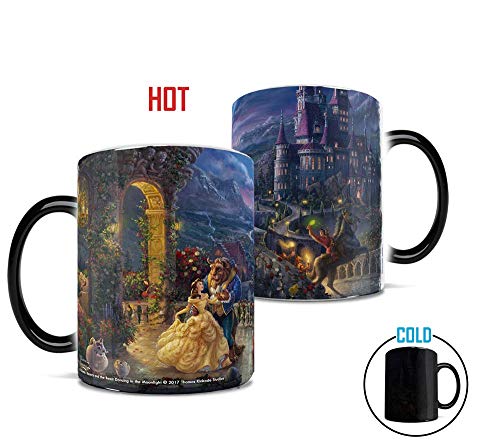 Product Cover Morphing Mugs Thomas Kinkade Disney's Beauty and the Beast Dancing in the Moonlight Painting Heat Reveal Ceramic Coffee Mug - 11 Ounces