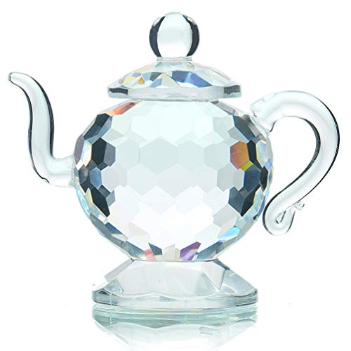 Product Cover H&D Crystal Teapot Figurine Chinese Collection Ornament Home Office Decor 1.7-Inch