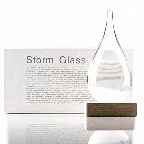 Product Cover Unique Gadgets & Toys Storm Glass Weather Station Barometer with Wooden Base Scientific Decorative Gift - Small
