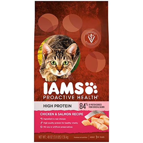 Product Cover IAMS PROACTIVE HEALTH High Protein Adult Dry Cat Food with Chicken & Salmon, 3 lb. Bag