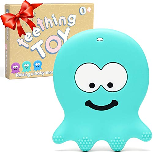 Product Cover Best Teething Toys for Babies 0-6 Months - BPA Free Silicone - Easy to Hold and Clean, Soft and Highly Effective Octopus Teether, Best for Freezer, Cool 6-12 Months Stocking Stuffers Baby Chew Toys