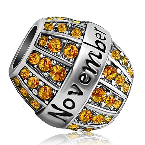 Product Cover JMQJewelry Birthday Charms Bead For Bracelets (Yellow, November Birthstone)