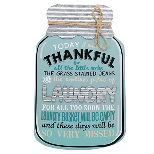 Product Cover Barnyard Designs Rustic Today I Will Be Thankful Mason Jar Decorative Wood and Metal Wall Sign Vintage Country Decor 14