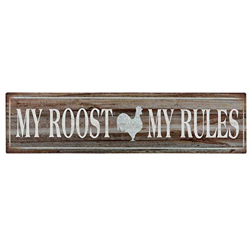 Product Cover Barnyard Designs My Roost My Rules Retro Vintage Tin Bar Sign Country Home Decor 15.75
