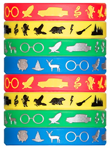 Product Cover Wizard Houses Silicone Wristbands - 8 Pack Party Favor Set (2 of Each Color) Makes a Great Stocking Stuffer - Makes a Great Gift Under $15