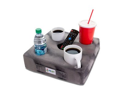 Product Cover Cup Cozy Deluxe Pillow (Gray)- The World's Best Cup Holder! Keep Your Drinks Close and Prevent Spills. Use it Anywhere-Couch, Floor, Bed, Man cave, car, RV, Park, Beach and More!