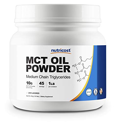 Product Cover Nutricost MCT Oil Powder 1LB (16oz) - Great for Keto, Ketosis and Ketogenic Diets - Zero Net Carbs, Non-GMO + Gluten Free (Medium Chain Triglyceride)