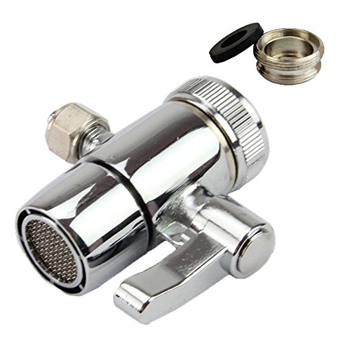 Product Cover Weirun Kitchen Bathroom Sink Faucet Water Filter Diverter Valve for Push on 1/4 inch Tubing Replacement Part Adapter with M22 X M24 Connector, Polished Chrome