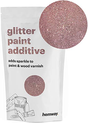 Product Cover Hemway (Rose Gold) Glitter Paint Additive Crystals 100g / 3.5oz for Acrylic Latex Emulsion Paint - Interior Exterior Wall, Ceiling, Wood, Varnish, Dead Flat, Matte, Gloss, Satin, Silk