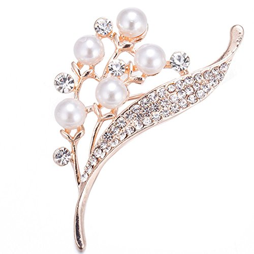 Product Cover Hosaire Women's Flower Brooch Pin Pearl Diamond Breastpin for Wedding/Banquet/Bouquet