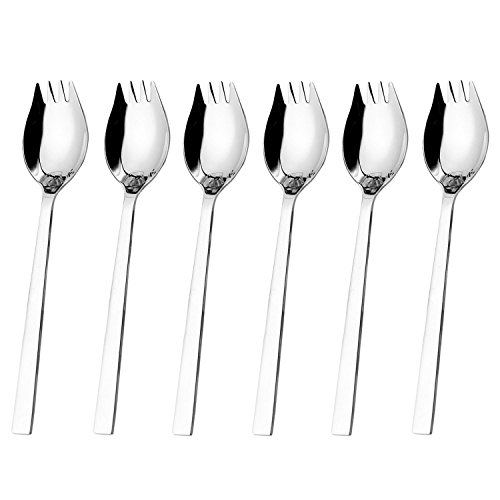 Product Cover Hiware Sporks 6-pack 18/10 Stainless Steel Sporks for Everyday Household Use, 7.6-Inch / 1.6-Ounce/Ice Cream Spoon & Salad Forks, Fruit Appetizer Dessert