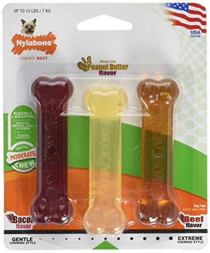 Product Cover Nylabone Moderate Chew FlexiChew Dog Toys, Chew Toy Pack for Small Dogs