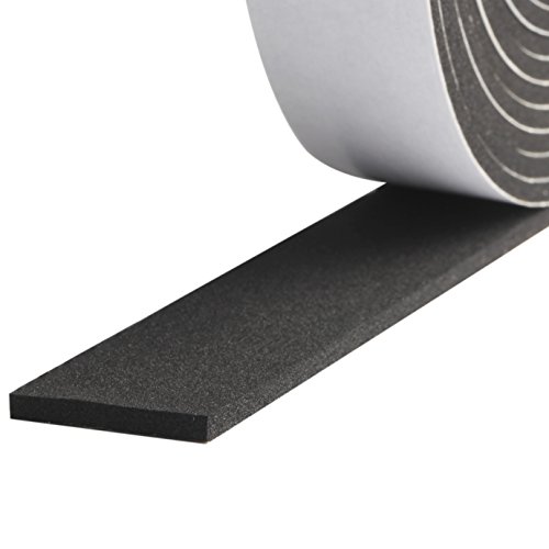 Product Cover Foam Strips with Adhesive-2 Rolls, 1 Inch Wide X 1/8 Inch Thick High Density Soundproofing Door Insulation AC Unit Weather Seal Total 33 Feet Long(16.5ft x 2 Rolls)