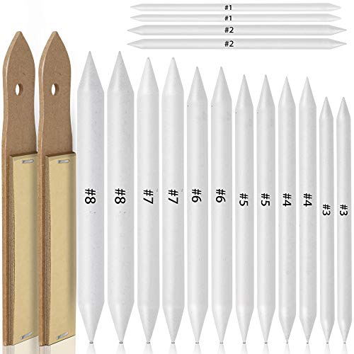 Product Cover LEOBRO 16 Pcs Blending Stumps and Tortillions Set Sketch Drawing Tools with 2 Pcs Sandpaper Pencil Pointer Shipping by FBA